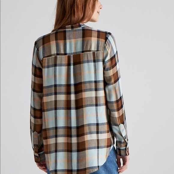 ⭐️HOST PICK⭐️ NWT - Women’s Lucky Brand Brown Classic Button Plaid Tunic - Picture 3 of 9